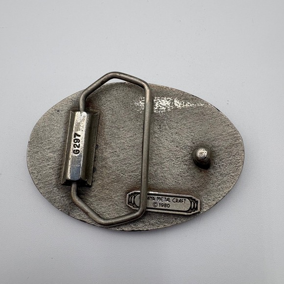 Vintage Indiana Metal Craft Belt Buckle Deer Forest Scene 1980 G297 - Picture 2 of 5